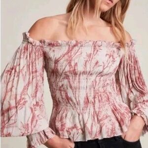 All saints womens Off-Shoulder Smocked Top